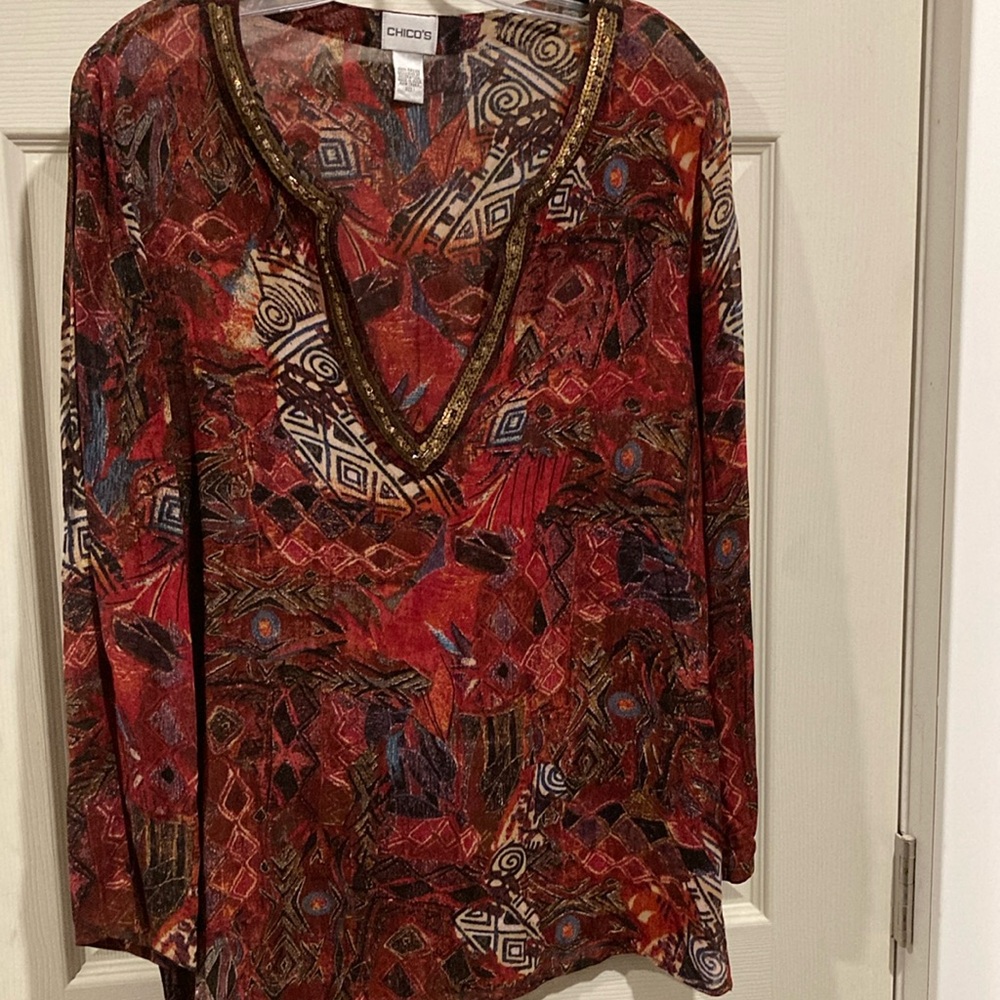 Chico's Multicolor V-Neck Women's Top